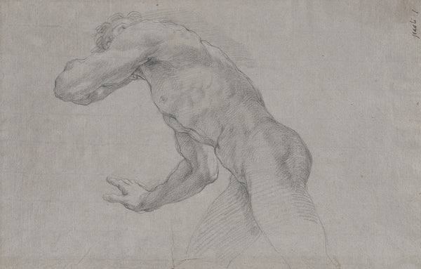 Study of a Nude Man in an Action Pose Seen from the Side 18th century