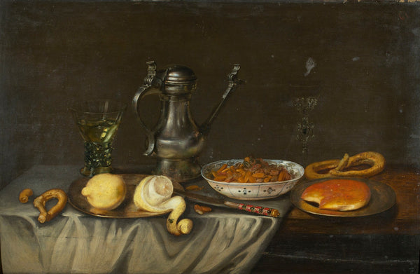 Still Life with Bread Nuts and Lemons 1636