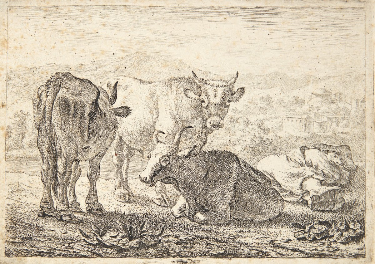 Tre stude th en sovende bonde 1638