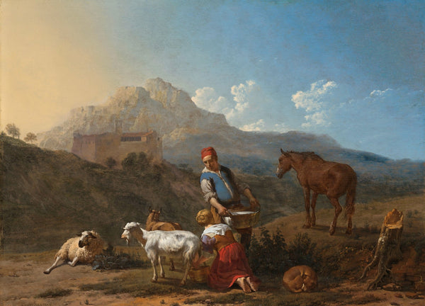 Italian Landscape with Girl Milking a Goat 1652