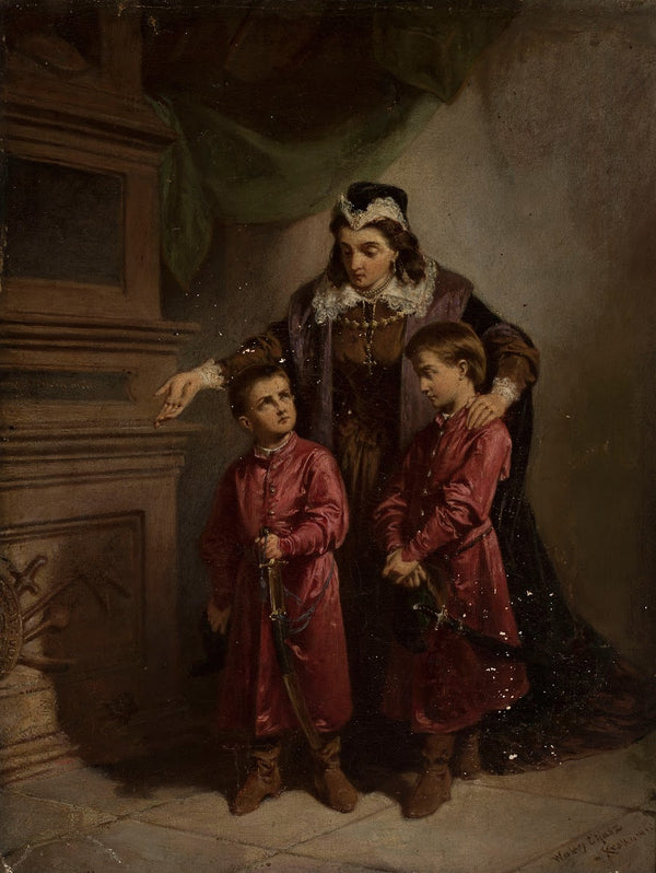 Teofila Sobieska with her sons at the grave of Żółkiewski 1866