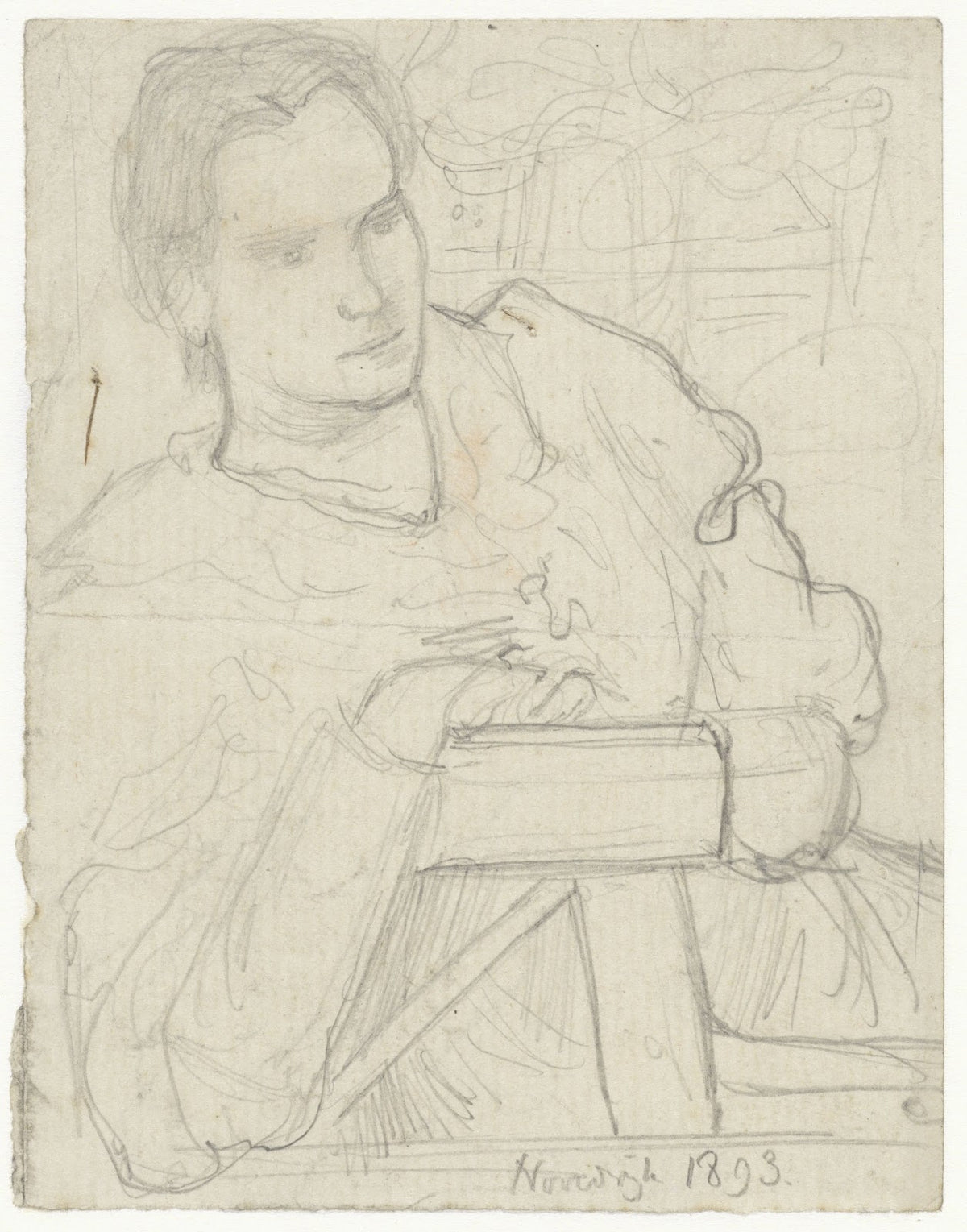 Henriëtte Roland Holst van der Schalk zittend in een tuin 1893