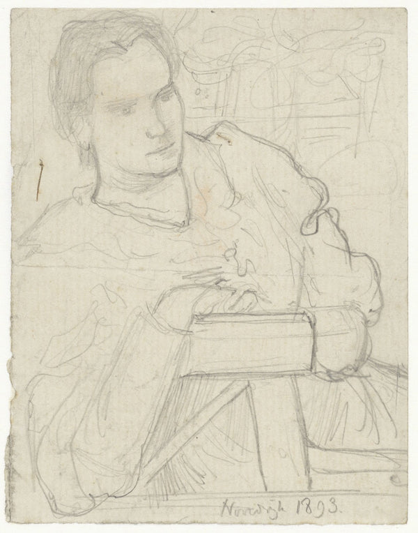 Henriëtte Roland Holst van der Schalk zittend in een tuin 1893