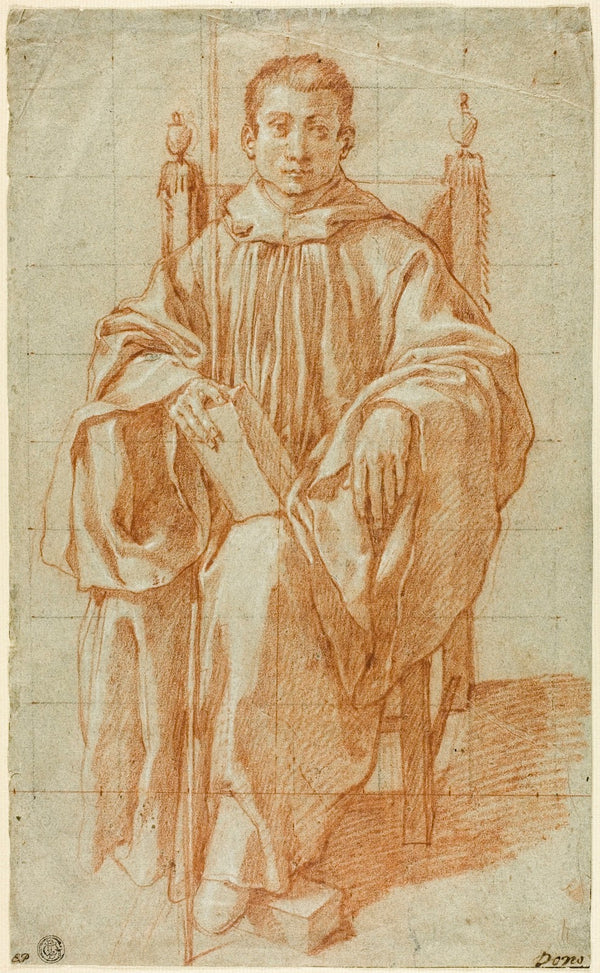 Seated Youth Wearing a Monks Habit Study for Saint Benedict 1590