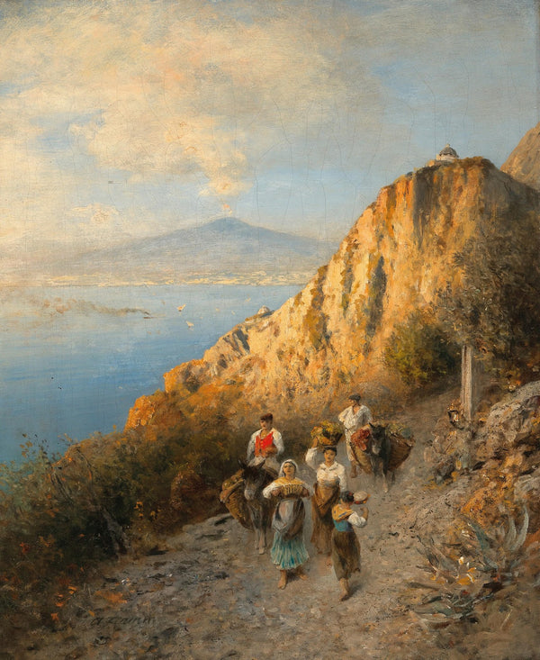 Returning Home from the Market with Vesuvius in the Background