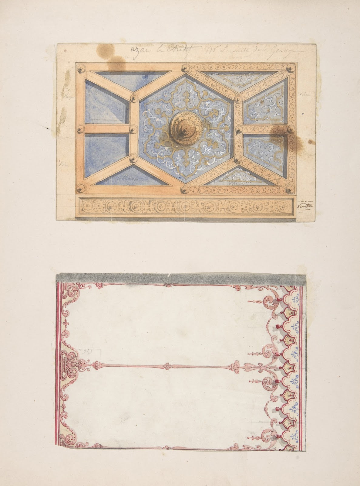 Designs for Ceiling and Wall Decoration for Monsieur Lecomte de la Grange 19th C