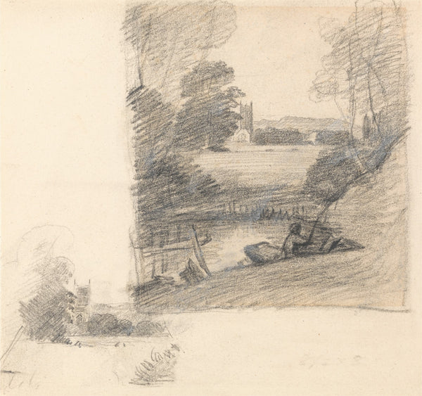 Two Studies of Dedham Church from the East between 1806 and 1808