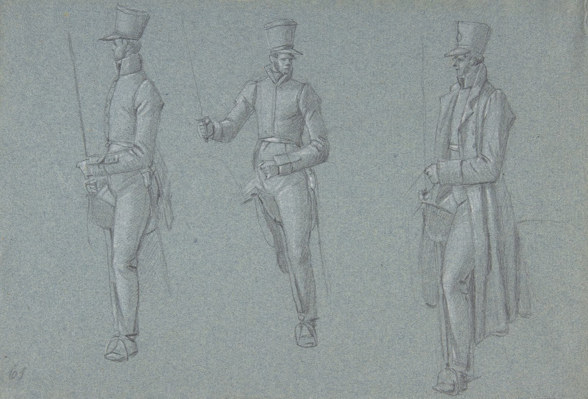Three studies on a man on a saddle late 18thearly 19th century
