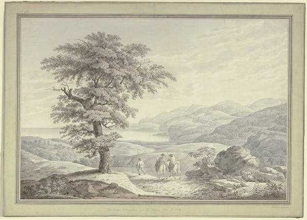 Landschaft an der Riviera di Levante mit dem Künstler und seinen Reisegefährten