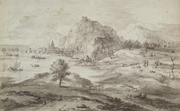 Mountainous Landscape with Harbor andCity