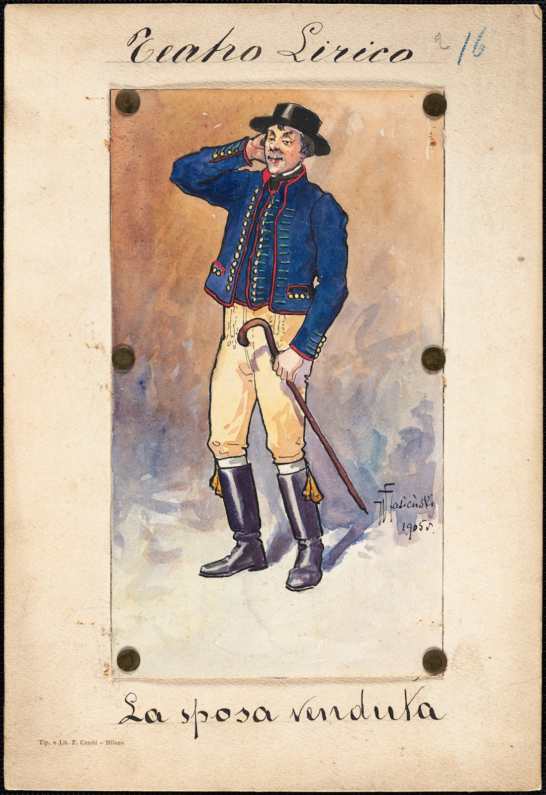 A man stands in three quarter profile holding a cane 1905