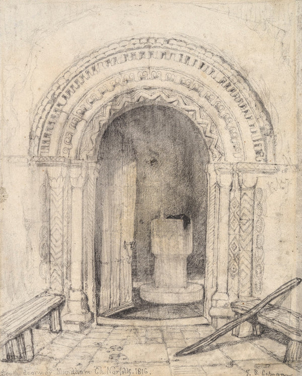 South doorway Mundham church Norfolk 1816