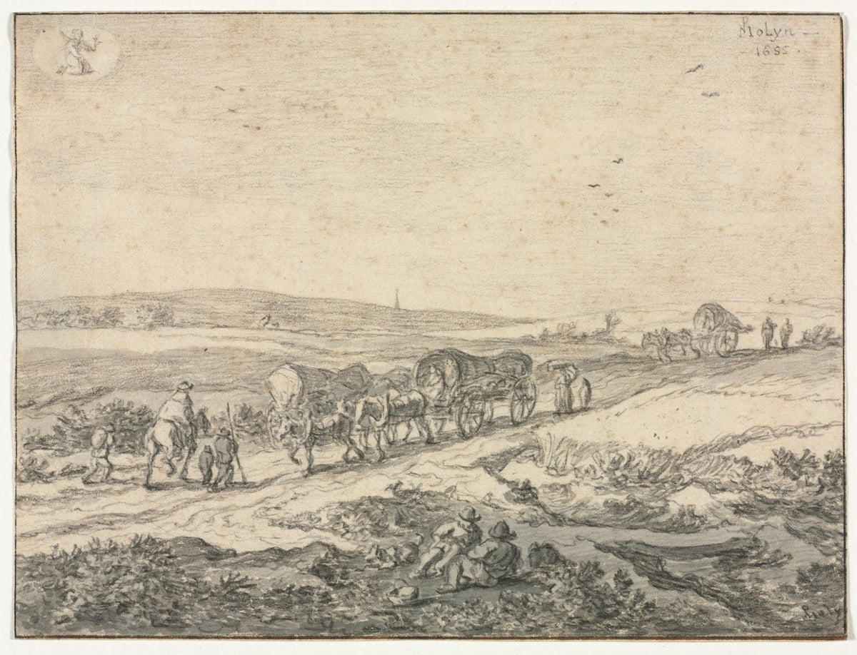 August Landscape with Wagons c1655