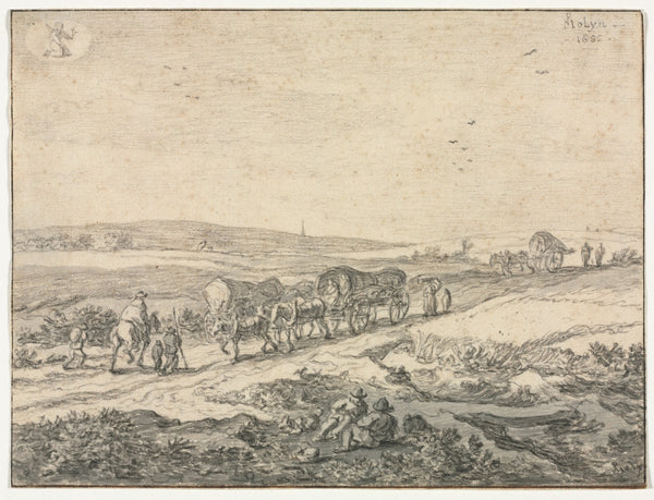 August Landscape with Wagons c1655