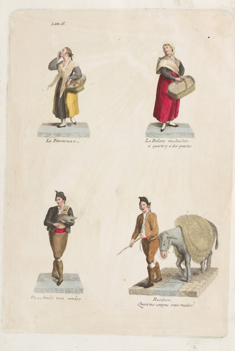 Plate 18 four street vendors from Madrid selling food a pig etc 18091817