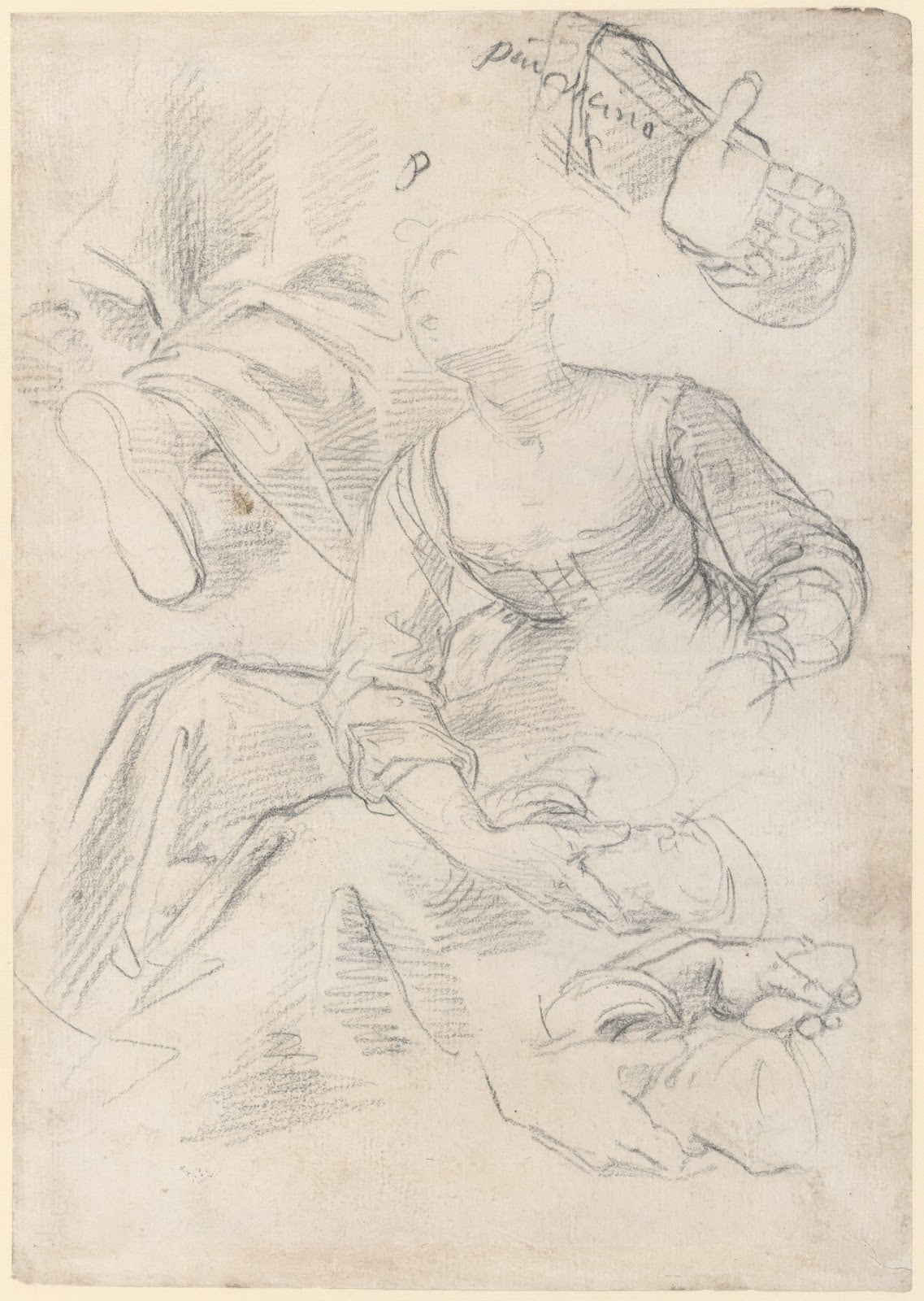 Seated Woman with Studies of Arms and Legs ca16001610