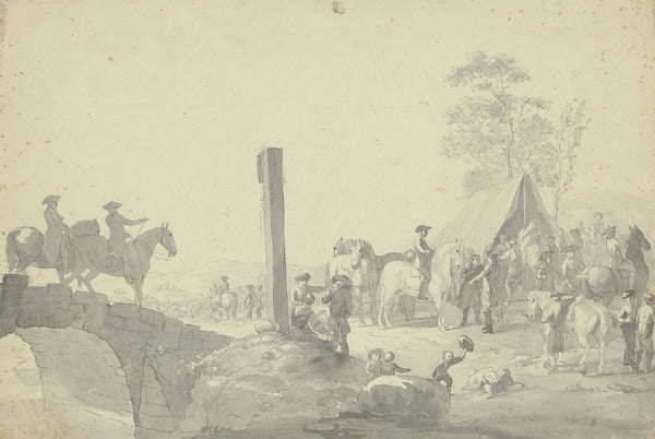 Scene with soldiers in camp