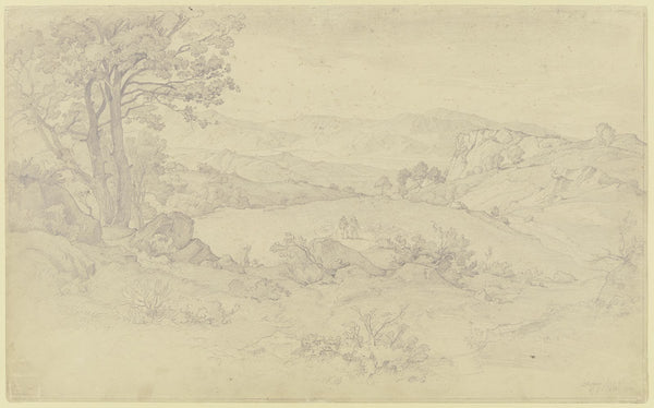 Bei Olevano im Mittelgrund zwei Hirten mit Herde 1830