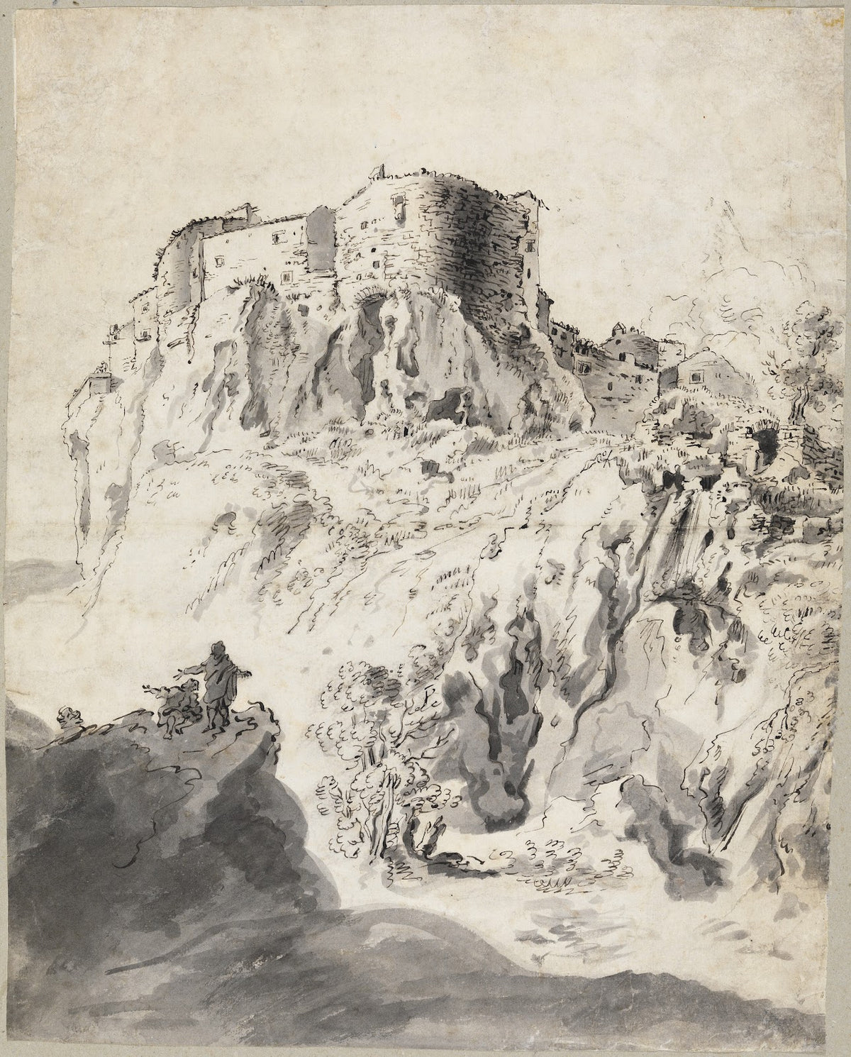 Italienische Landschaft mit Kastell