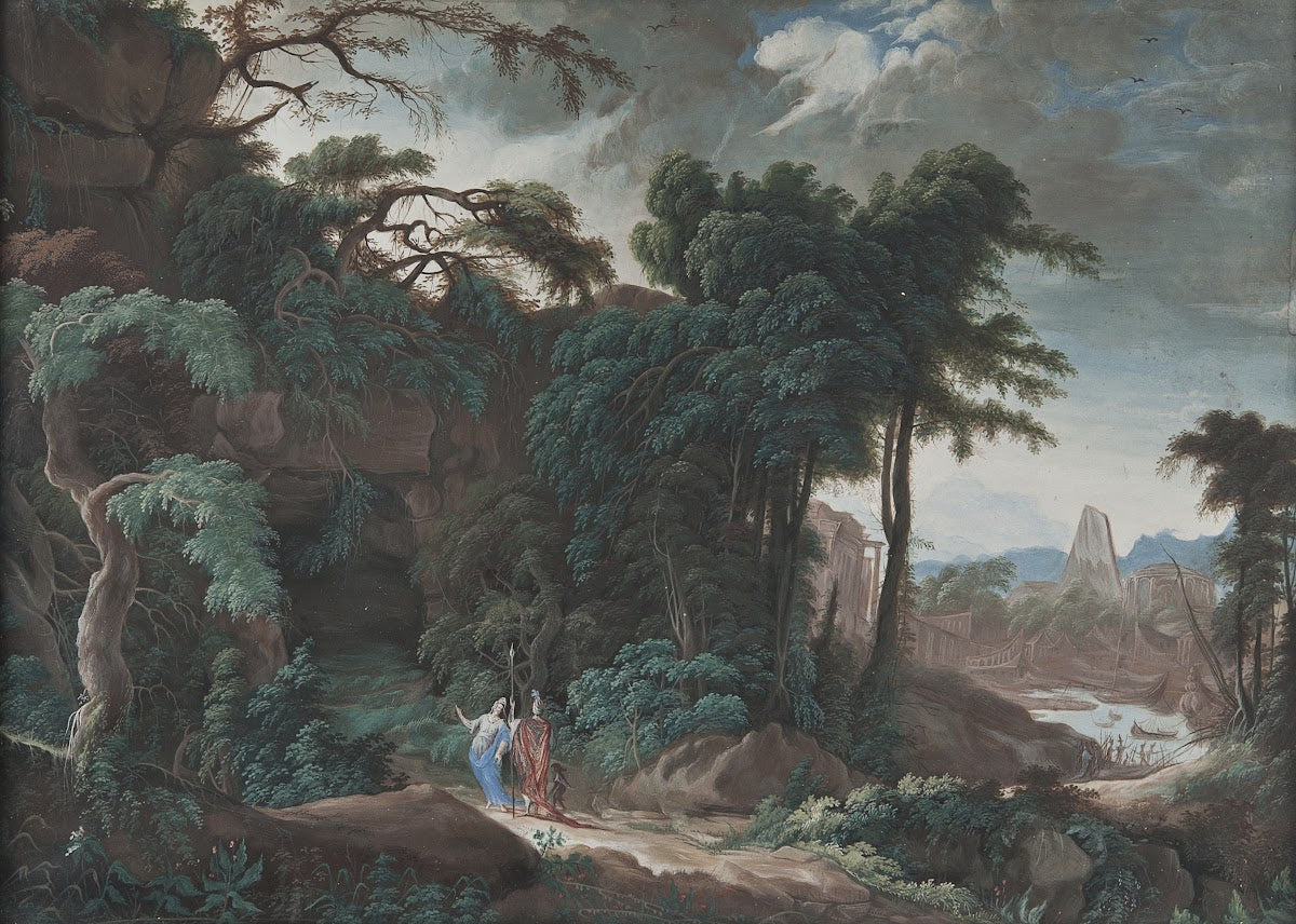 Forest landscape with figures