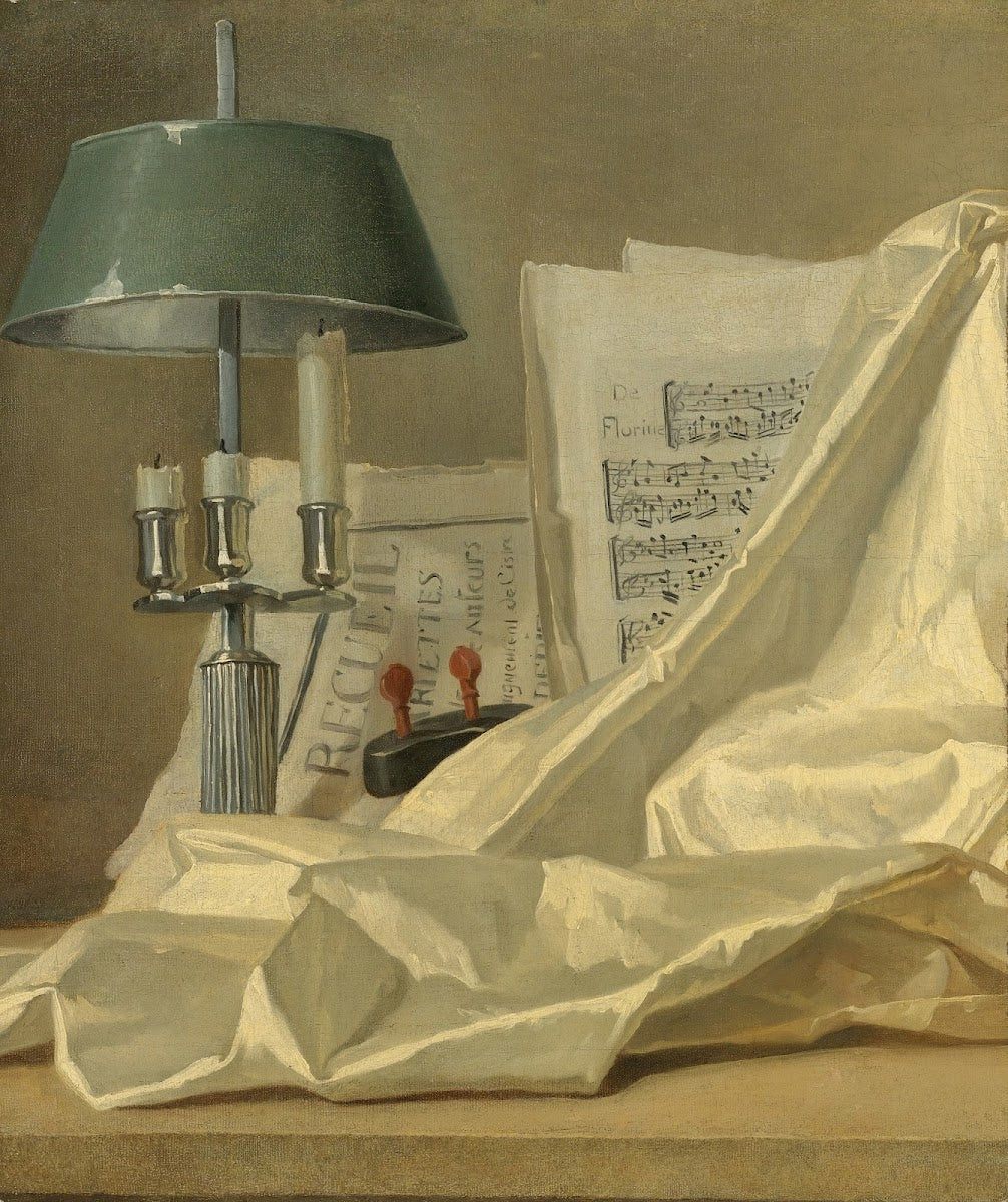 A Still Life With ABouilletteLamp A Sheet Of Music A Violin Or A Cittern And A W
