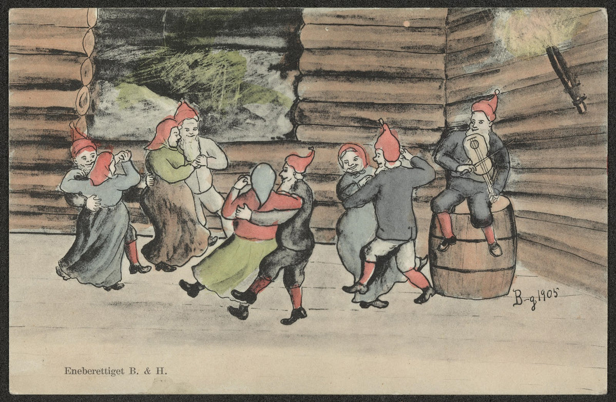 Christmas card with Santa dancing