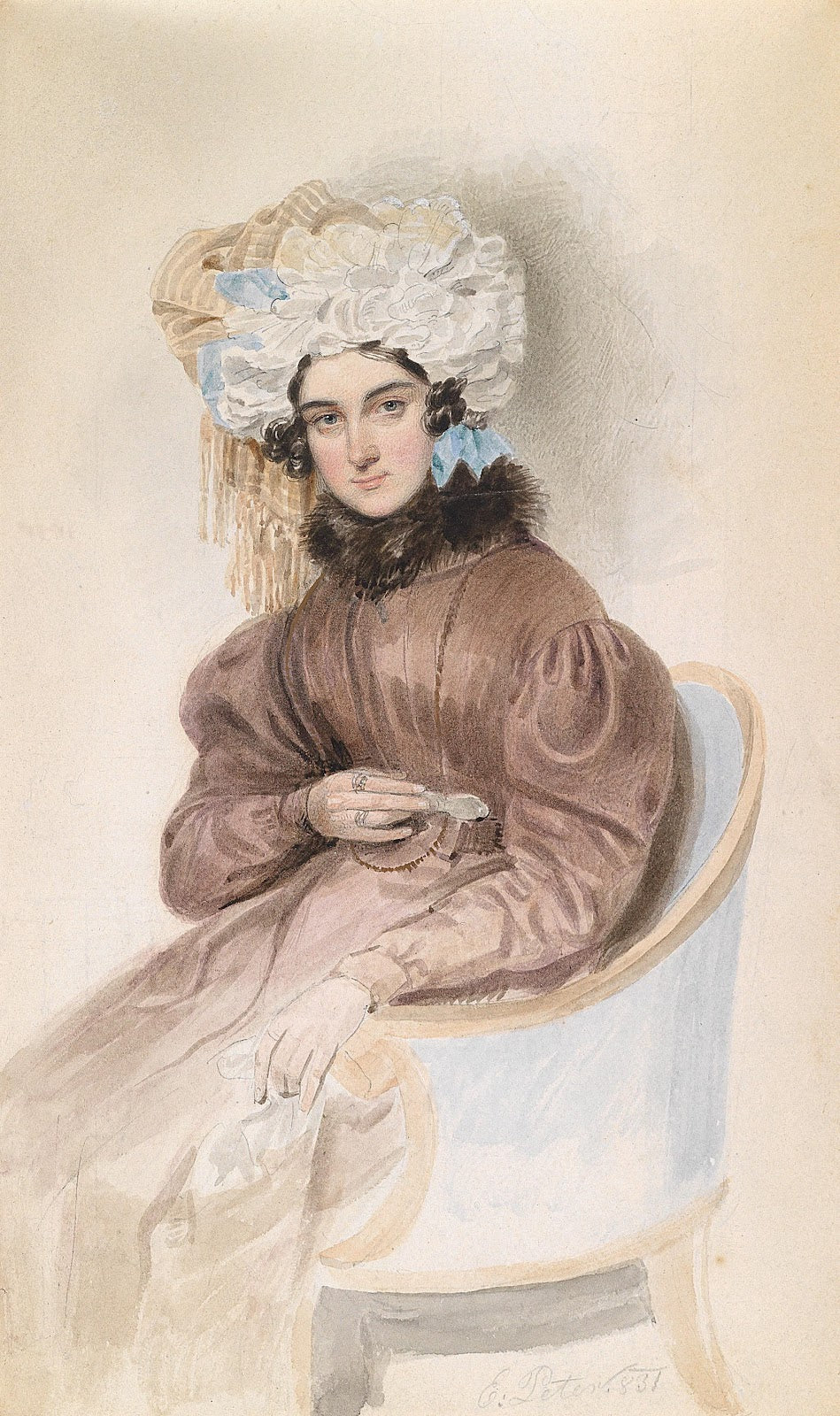 Bildnis einer sitzenden Dame mit Rüschenhaube 1831
