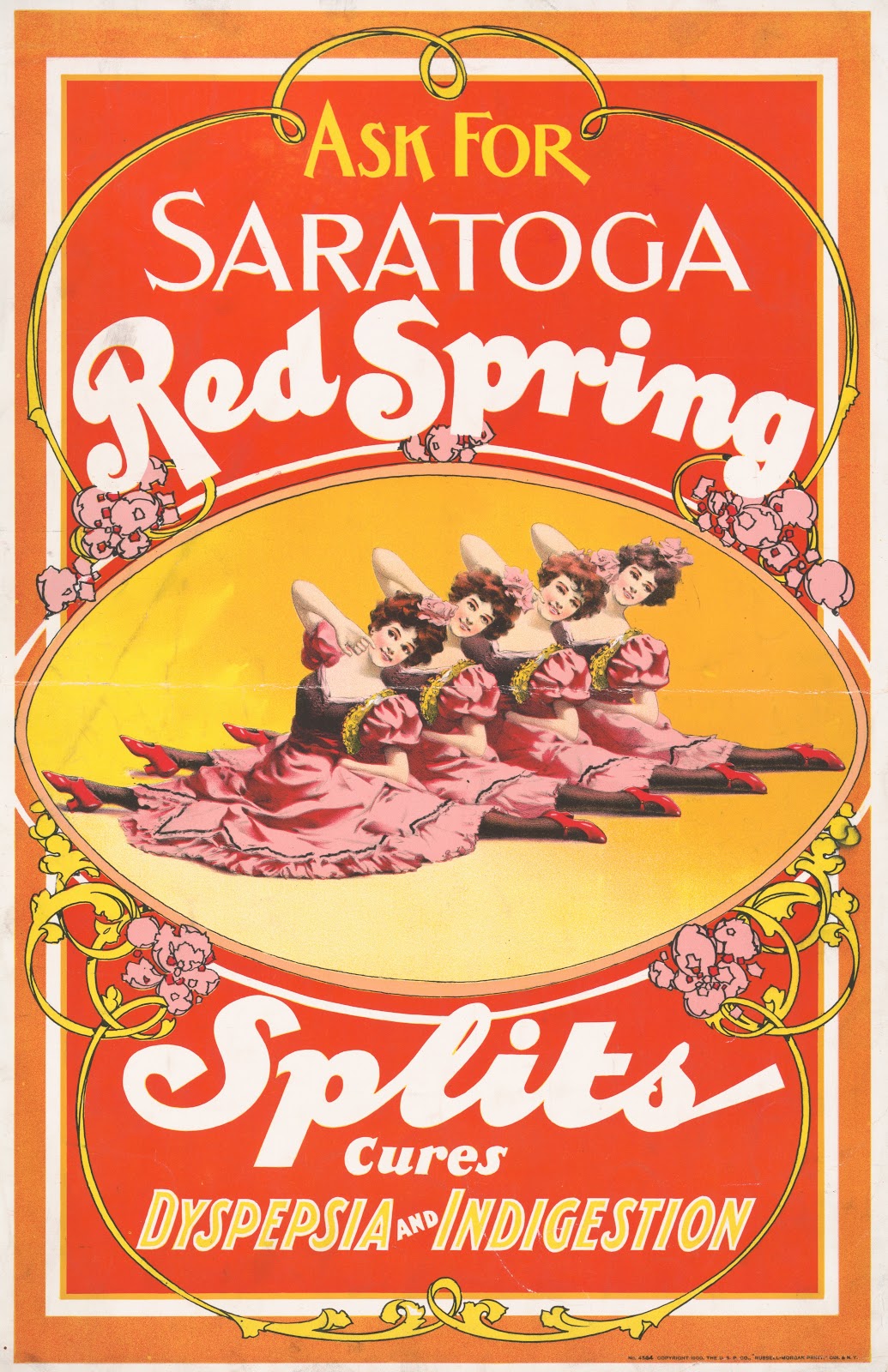 Ask for Saratoga red spring splits cures dyspepsia and indigestion 1900
