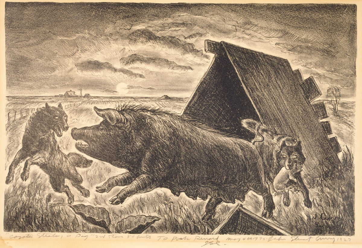 Coyotes Stealing a Pig 1927