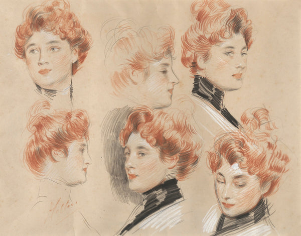 Six Studies of the head of a Lady traditionally identified as Mrs Gertrude Vande
