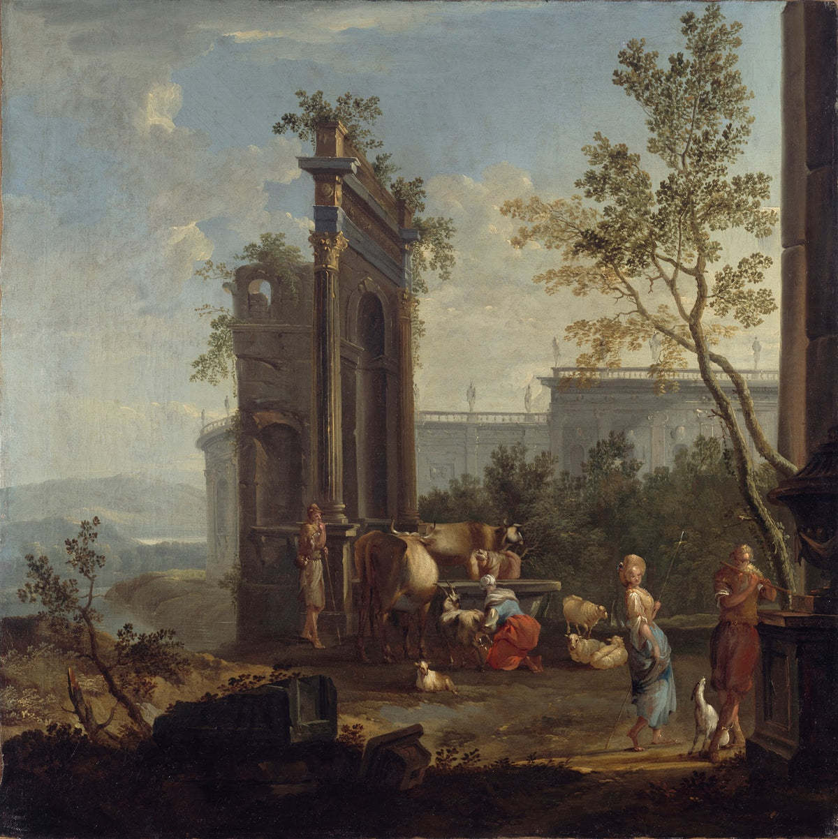 A Capriccio with Pastoral Figures and Animals 1732