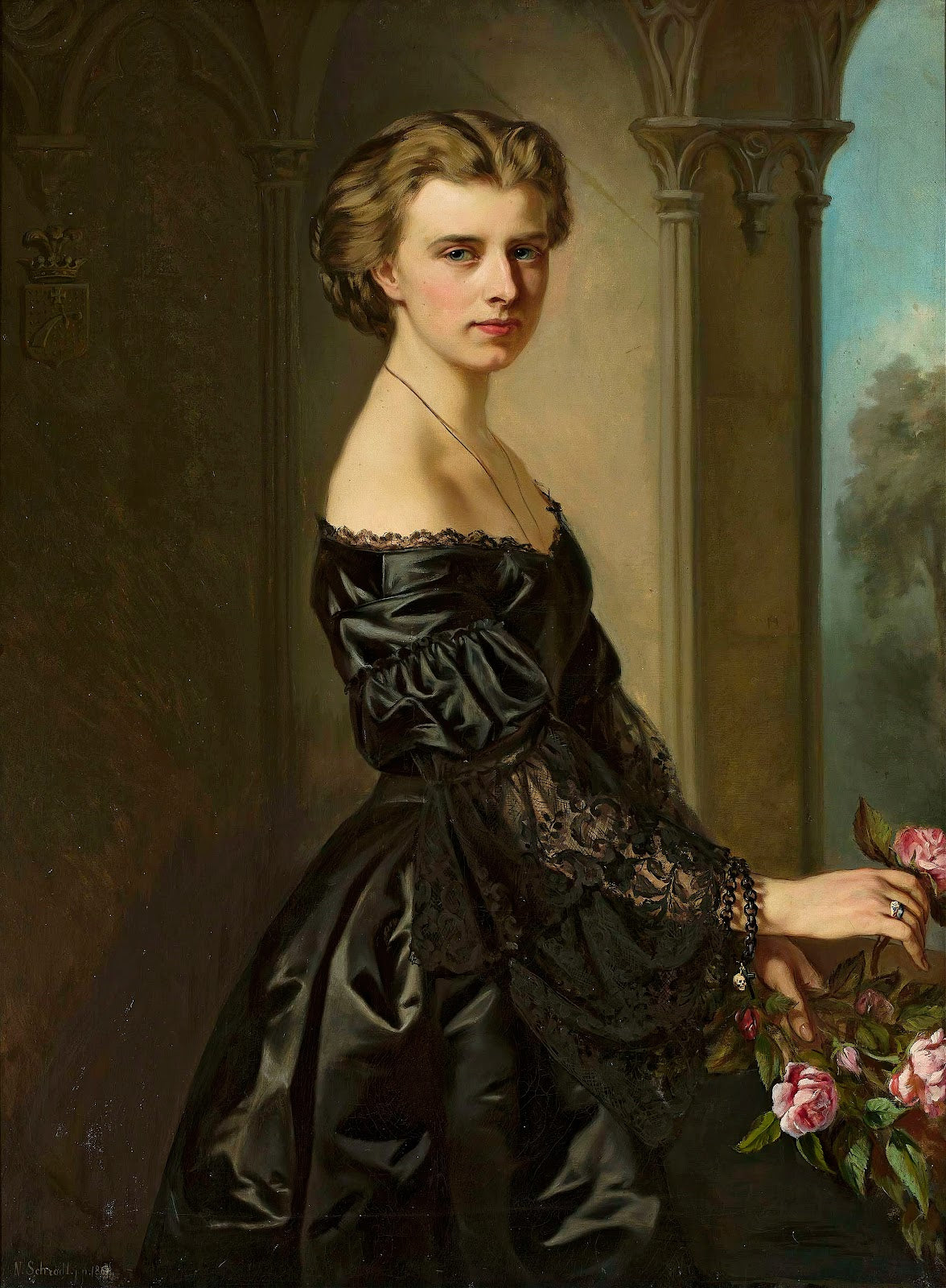 Portrait Of A Young Woman With Roses 1864
