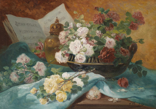 Stillleben mit Rosen in einer Schale