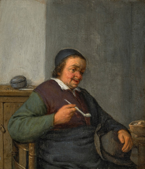 A man holding a pipe in an interior