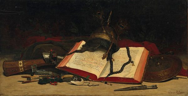 Orientalist still life with a Koran 1880