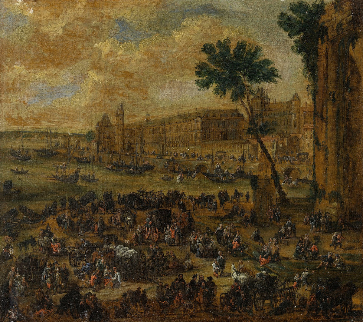 Le Louvre et la Galerie du bord de leau vus du Pont Neuf 1650
