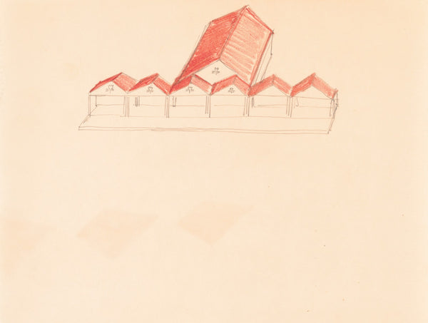 Designs for roadhouse or terrace restaurant Perspective elevation with colored r