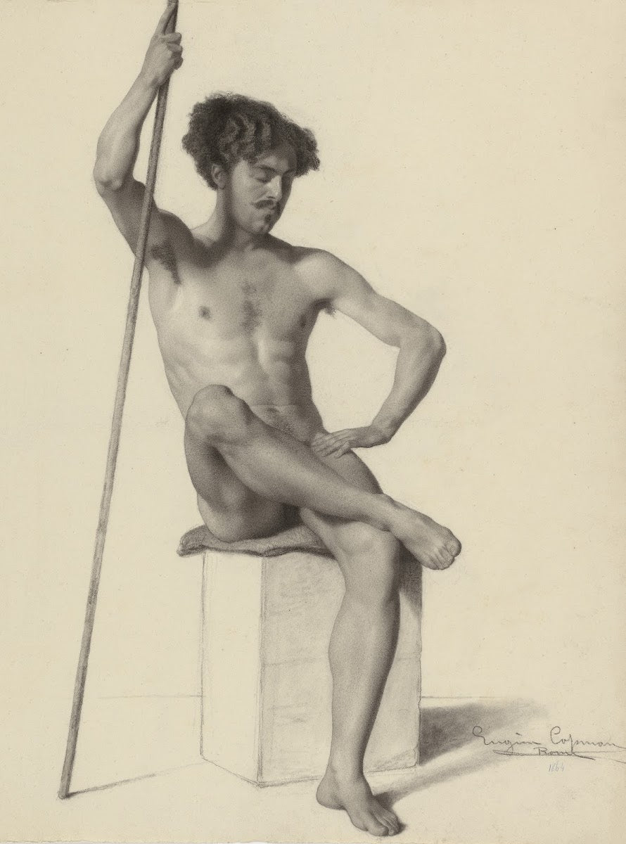 Seated male nude 1864