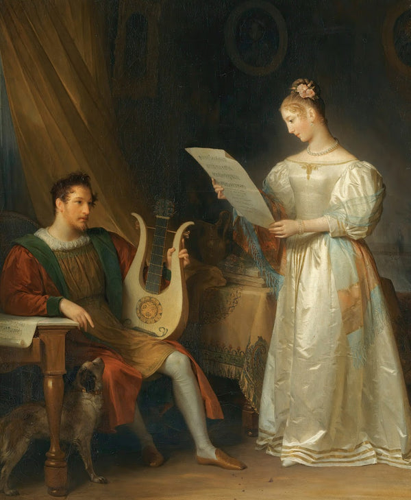 Interior With A Man Holding A Lyre And A Woman With A Music Score