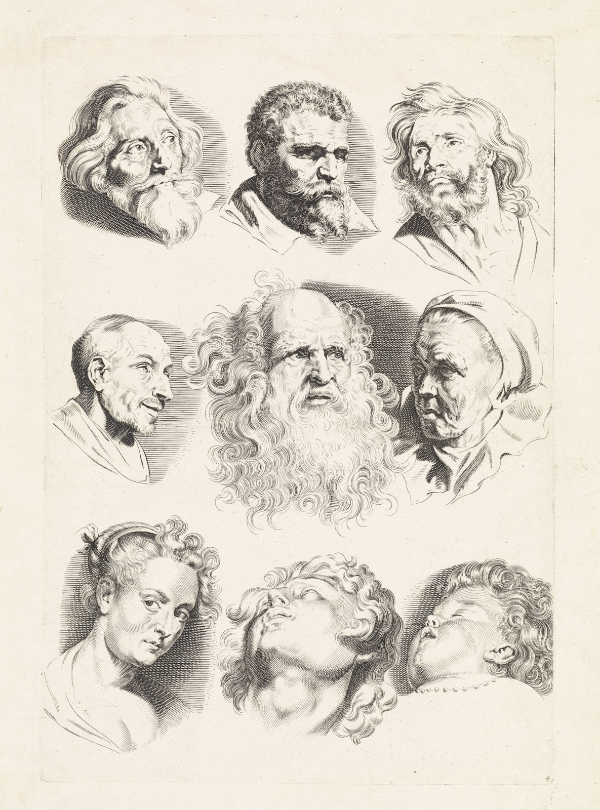 Studies of Nine Heads 1616   1657