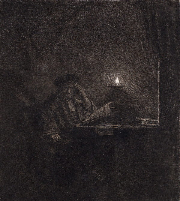 Student at a Table by Candlelight circa 1642