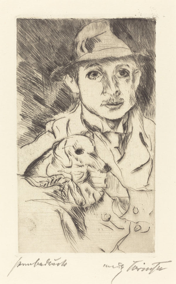 Boy with Dog Knabe mit Hund 1915