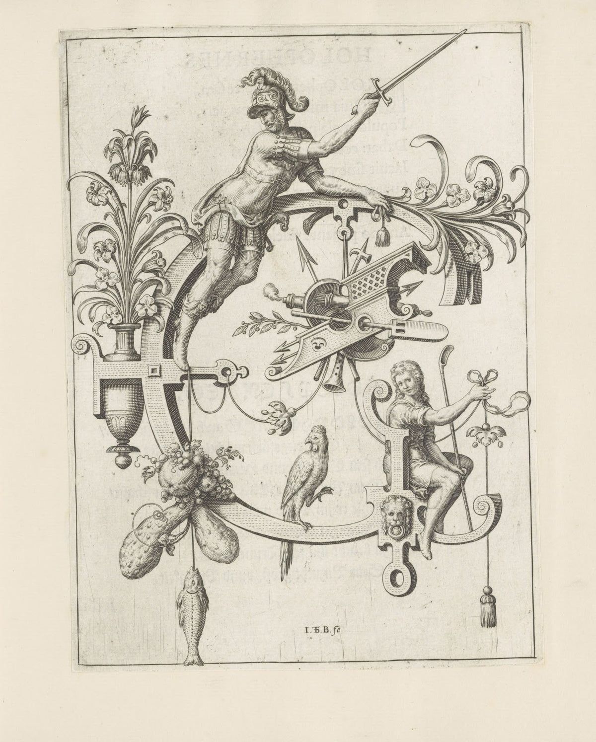 Letter G with David and Goliath 1595