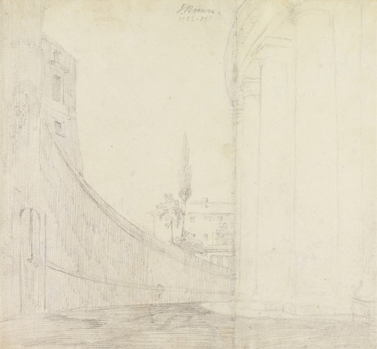 View from Behind the Colonnade Piazza San Pietro Rome ca 1772