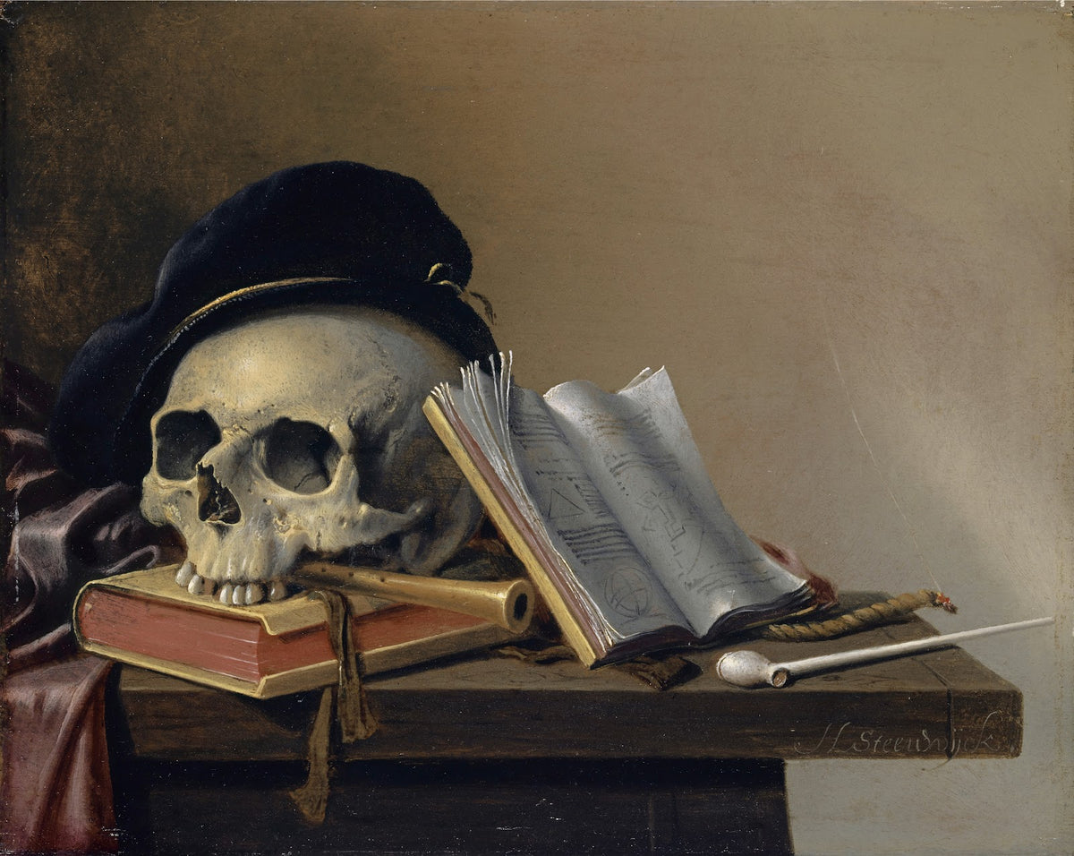 Still Life With Skull Books Flute And Pipe 16321660