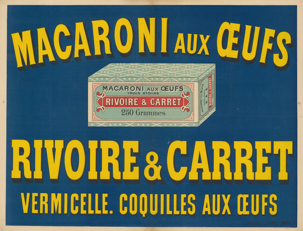 Macaroni aux oeufs Rivoire  Carret vermicelle coquilles aux oeufs 1898