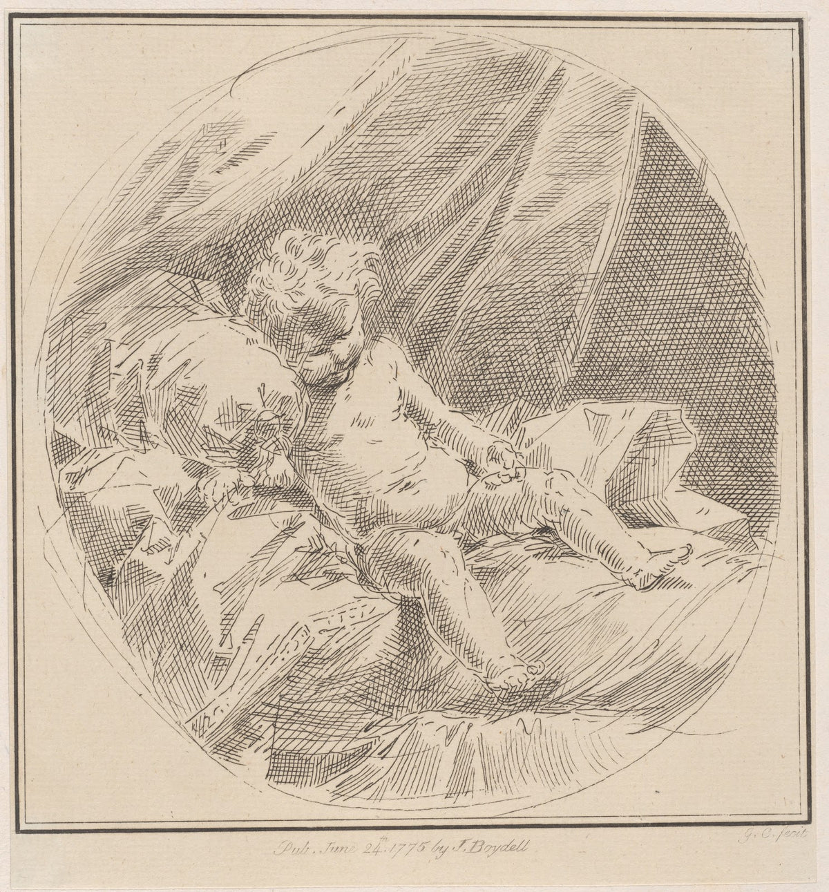 Putto reclining on a bed 1775
