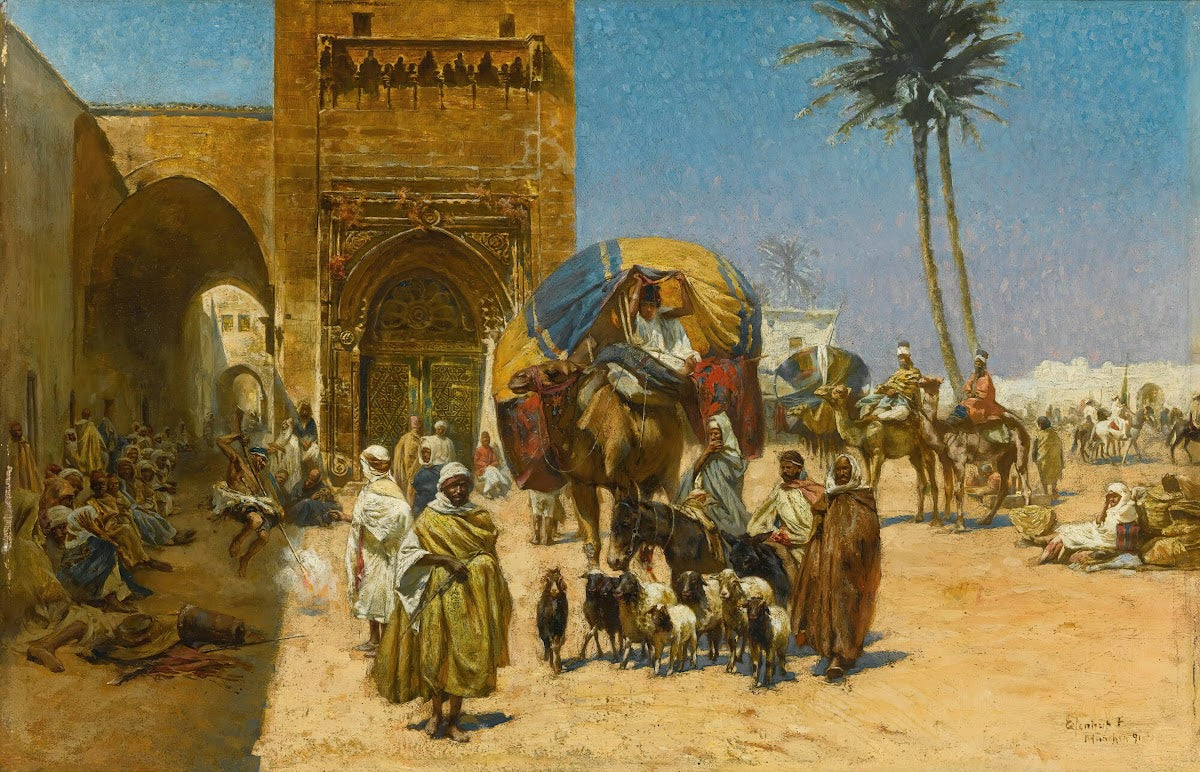 A Caravan Outside Of A Mosque 1891