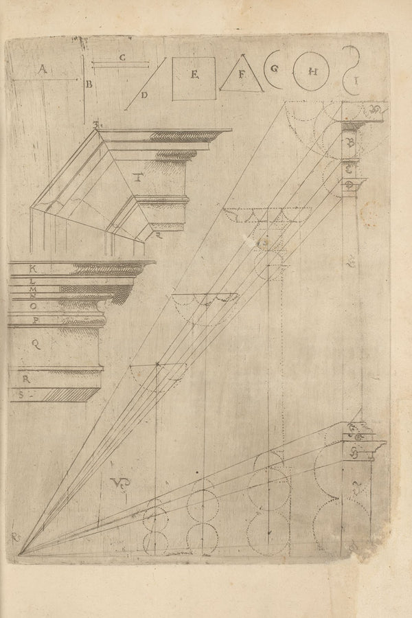 Illustrations of stylized architectural components and proportions 1593 1595