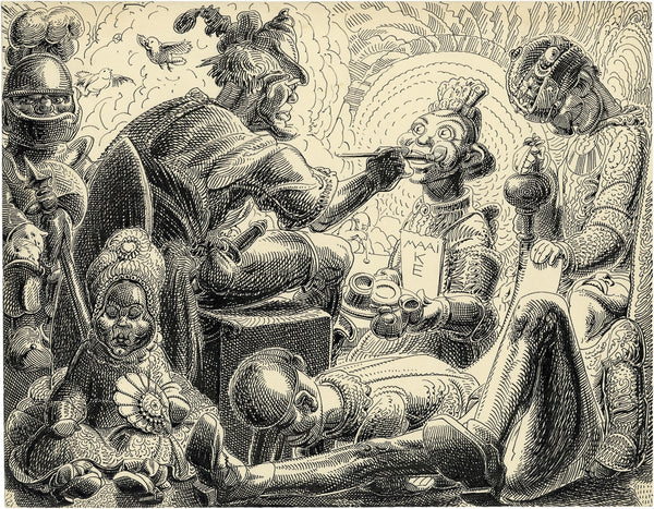 Illustratie Lotje  Pirrewie de baas van de poppenkast met zijn poppen 1926